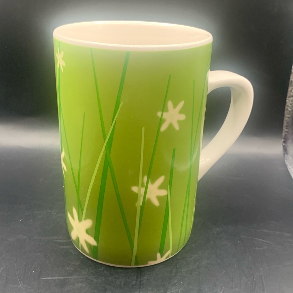 Starbucks Summer Coffee Mug Cup Tall Green Grass Meadow Series With Flowers 2004